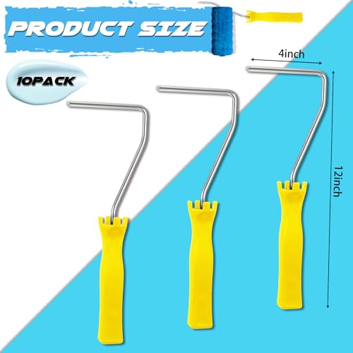 Baderke 10 Pcs 4 Inch Mini Paint Roller Handle, 12 Inch Frame, Yellow - color: Yellow, size: 4 Inch, 12 Inch