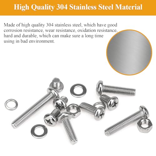 242 Pieces M5 Machine Screws Nuts Washers Set, Sutemribor M5 x 8/10/12/16/20/25/30mm Phillips Pan Head Machine Screws Nuts Washers Assortment Kit, 304 Stainless Steel, Fully Threaded - size: M5 Screws Kit, style: Phillips Pan Head