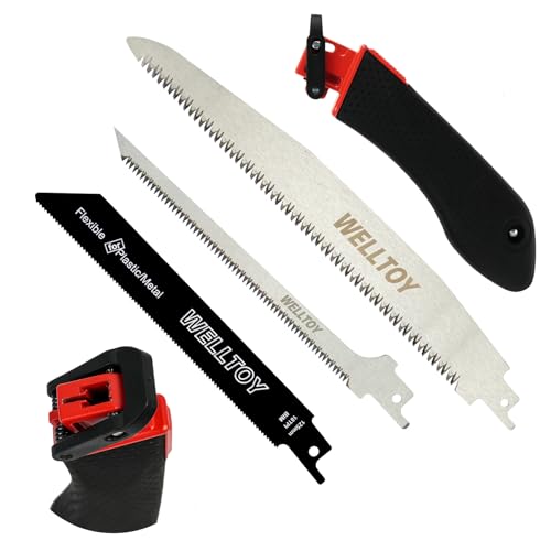3-in-1 Multi Blades Hand Saw,18 TPI Bi-Metal blade,Drywall Saw with TPR Handle,Blade Quick-Change Mechanism for Cutting Drywall, Sheetrock, Wood, Metal, Plastic and Plywood. - size: 3 in 1