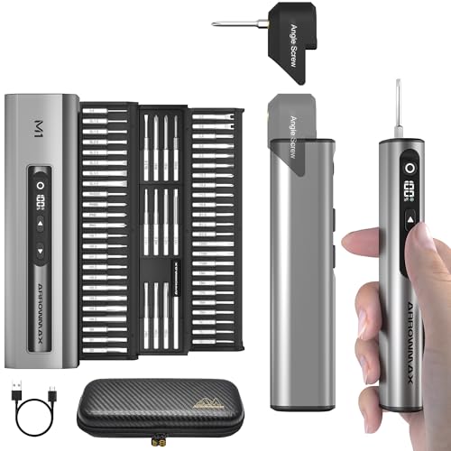 AM ARROWMAX 7.4V Mini Electric Screwdriver & Removable Angle Screw, Precision Electric Screwdriver Set, 60 in 1 Magnetic Bit, 5 Torque Setting, 5/32''Hex, Repair Tools For Phone Camera Watch (M1 PLUS) - style: M1 PLUS