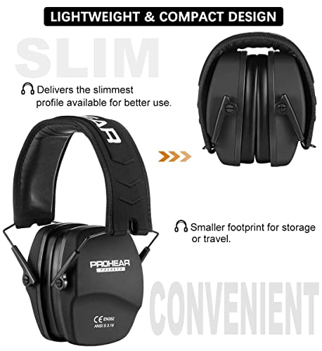 PROHEAR 016 NRR 26dB Shooting Ear Protection, Slim Passive Earmuffs