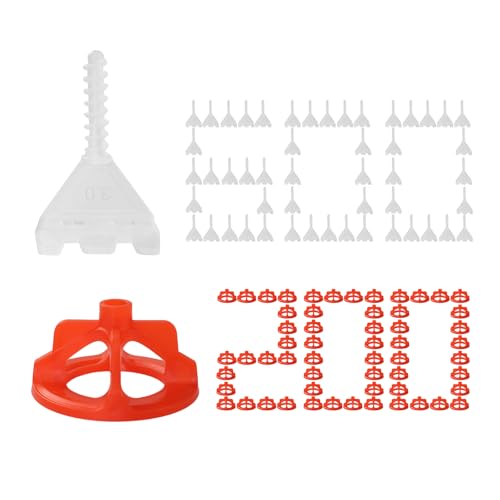 DGSL Tile Leveling System 1/8 Inch, 600 Tile Spacers and 200 Red Cap - size: 1/8 Inch * 600 Base+200 Caps