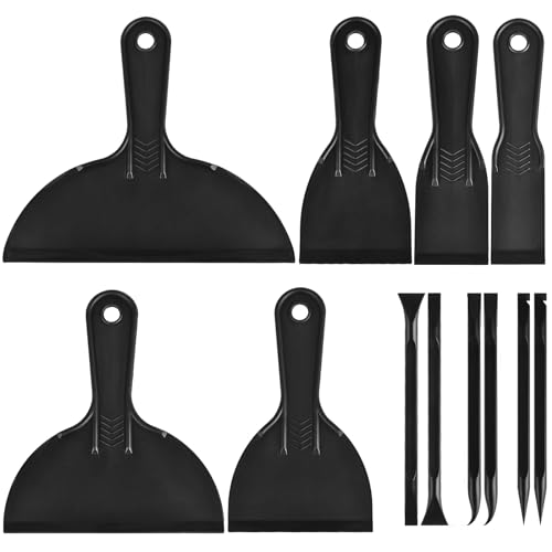 Sankoly 12 Pieces Plastic Putty Knife Set 2"" / 3"" / 6"" Flexible Scraper Tool and Detail Scraper Tool Multipurpose Spatula Paint Scrapers, for Spackling, Patching, and Painting Wood or Wall