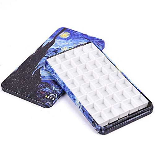 qianshan 40Pcs Empty Half Pans Watercolor Tin Palette with Magnetic Stripe - color: Starrynight