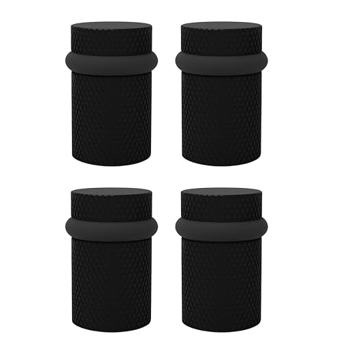 Mega Handles Knurled Floor Door Stopper Matte Black (4-Pack) - Floor Mount - color: Matte Black, size: 4 Pack