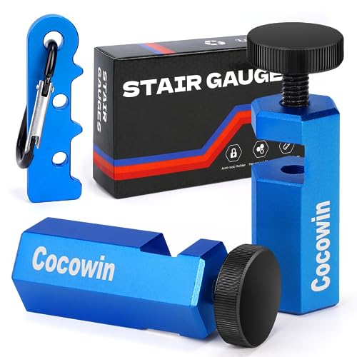 Tall Stair Gauges for Framing Square with Holder and Carabiner Stair guages Knobs Tool for Circular Saw Metal Stair Stringer Layout Tool for Carpentry Squares Stair and Rafter Gauge Clamps - style: 1 Pack Blue