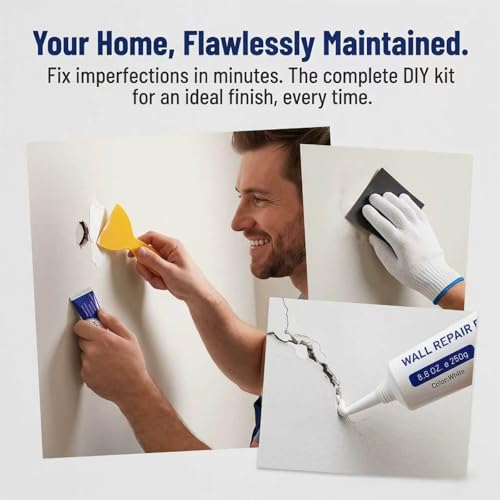 Efficient Drywall Repair Kit, Quick Drying Wall Repair Paste with Scraper & Sandpaper, Durable Spackle Wall Repair, Upgrade Wall Mending Agent for Holes & Cracks, Dents & Small Damage (2 Pcs) - color: 2 Pcs