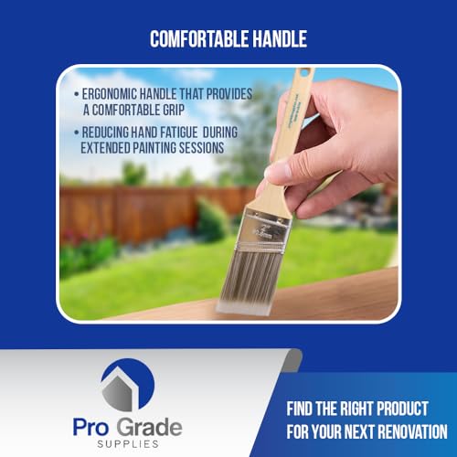 Pro Grade Paint Brush Set - 6-Pack - 2" Angle Brushes for All Latex and Oil Paints & Stains - Home Improvement - Interior & Exterior Use - size: 3Ea H 2A (Pack of 2)