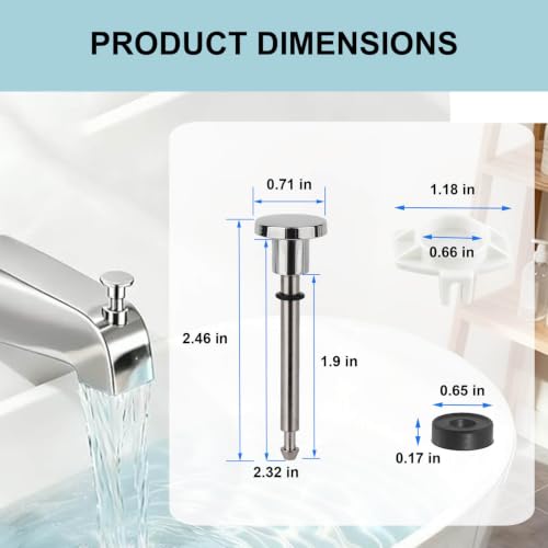 2 Set Universal Tub Spout Diverter Repair Kit Parts, Includes 2 x Diverter Valve Stems, 2 x Cup Seals and 2 x Gates, Bathroom Shower Bathtub Leaky Faucet Repair Replacement Parts (Classic,Chrome)