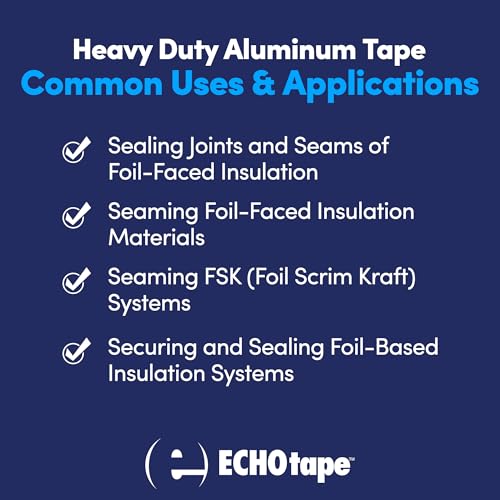 ECHOtape MT-A7772 Foil Insulation Tape All Weather Silver 1.89 in x 50 yd - size: 1.89 in x 50 yds / 48mm x 45,72m