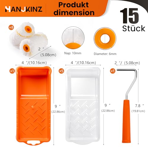 2 Inch Mini Paint Roller Kit, 15 Pack - size: 2 Inch Kit, 15 Pack