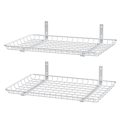 EVERHANGER Garage Wall Shelves 12x24 Inch, Wall Mounted Storage Shelf - color: White