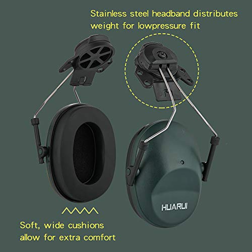 Noise Cancelling Helmet Attachable Ear Muffs Blocking Sound Reduction Ear Protection for Construction Site,Adaptors - color: Dark Green
