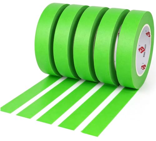 BOMEI PACK Green Painters Tape 1 Inch Bulk - Paint Tape 5 Rolls x 1 Inch x 55 Yards - Green Masking Tape for Walls Painting, DIY Crafting, and School Projects, Total 275 Yards - color: Green