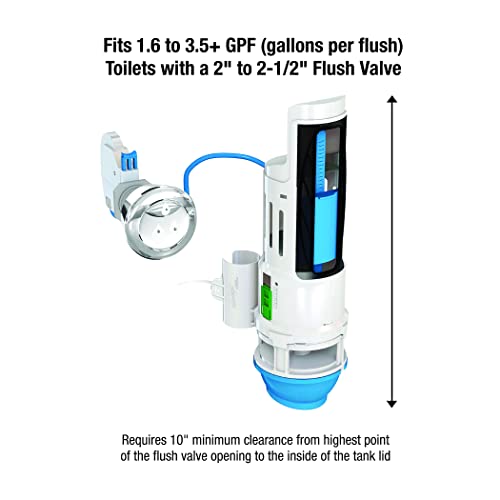 Danco HYR270 Hydroright Water-Saving Dual Flush Valve with Push-Button Handle, Plastic, Chrome - style: Push Button