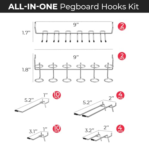 INCLY 312PCS Peg Board Organizer Accessories Kit for Organizing Tools - size: 312 PCS
