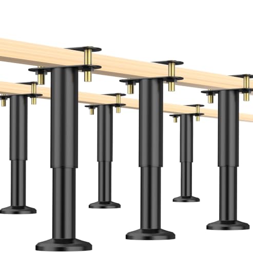 6 Pcs Adjustable Height Bed Support Legs, 7-12.6 Inch Metal Under Bed Frame Support Legs, Extra Sturdy Bed Legs Replacement Parts with Rubber Non-Slip Base for King Queen Frame Wooden Center Slat - size: 7'' - 12.6'' 6pcs