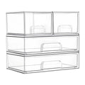 Vtopmart Clear Stackable Storage Drawers Set of 4, Plastic Organizer Bins - style: 2 Small+2 Wide