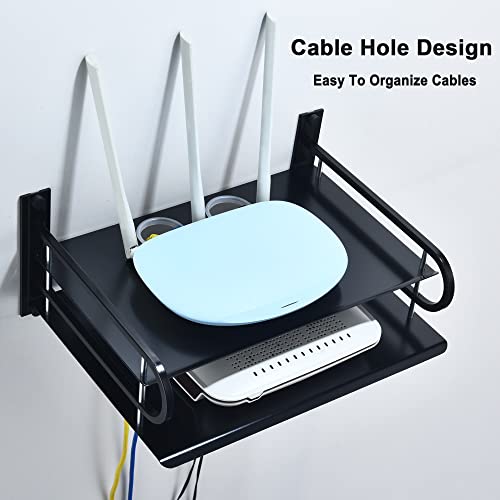 HNVNER 2-Tier Media Wall Shelf for Modem Cable Box, Metal, 9.8x8.3 Inch - color: 2 Layers-small-1pcs