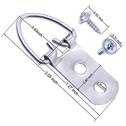 Heavy Duty D Ring Picture Hangers with Screws, Large Wide D-Ring Picture Hanging Hardware, 40 Pcs 2 Holes Picture Hooks for Paintings, Mirror, Clock, Decoration, Artwork Picture Frame - size: 40 Pcs Double Holes