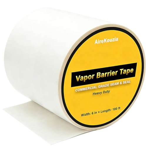 Vapor Barrier Tape 6 Inch – White Seam Tape for Crawl Space Insulation Tape - size: 6inx180Ft-1 Roll