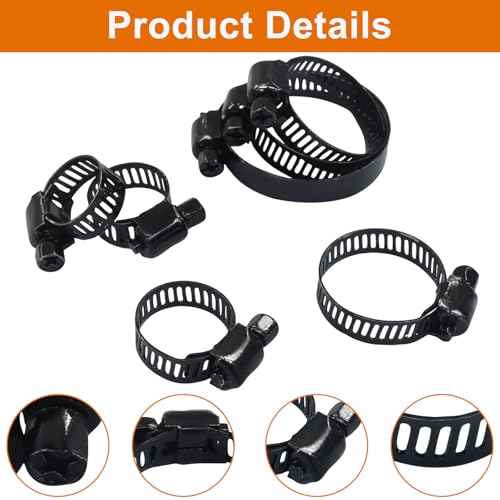 Litoexpe 60 Pack Black Stainless Hose Clamps Set