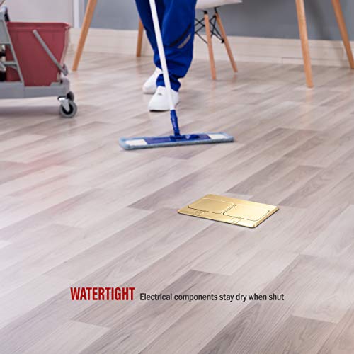 ENERLITES Dual Pop-Up Floor Box Kit 8.6"x4.75", 20A Outlet & RJ45, Brass - color: Brass-Data Port 8.68 X 4.75 in