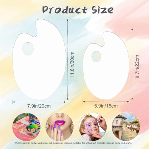 Hulameda 2Pcs Acrylic Paint Palette with Thumb Hole for Adults or Kids - color: White-2pcs-11.8*7.9+8.6*5.9inch