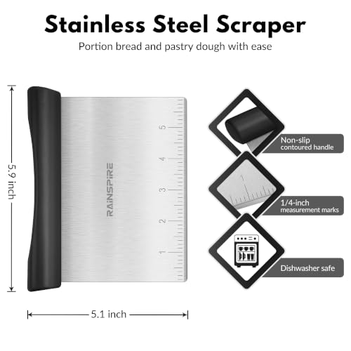Multi-Purpose Stainless Steel Bench Scraper Dough Blender & Pastry Cutter - color: Black