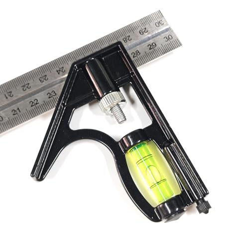 12-Inch Combination Square, Multi-Function Tool with Stainless Steel Blade and Bubble Level, Precision Marking for 45/90 Degrees, Ideal for Carpenters and Woodworking