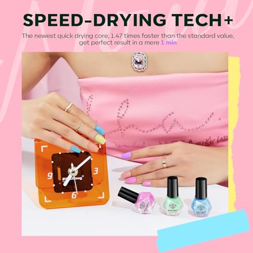 modelones Quick Dry Nail Polish Set, 6 Colors Macaron Pastel Pink - color: A07-Macaron