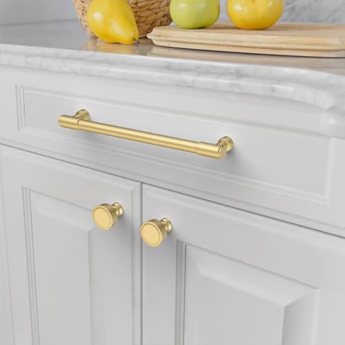 Amerdeco 10 Pack Brushed Gold Cabinet Pulls 7.5 Inch(192mm) Hole Center Drawer Pulls Cabinet Hardware Kitchen Cabinet Handles for Bathroom ZH0075 - color: Brushed Gold, size: 7.5"/192MM Hole Center