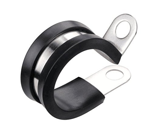LOKMAN 12 Pack 1/4 Inch Stainless Steel Cable Clamp, Rubber Cushioned Insulated Clamp, Conduit Wire Holder Strap Clips for Tube, Pipe, Cord Installation (1/4 Inch) - size: 1/4 Inch