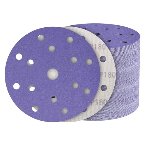 50Pcs 6 Inch Sanding Discs 180 Grit, Hook and Loop Orbital Sandpaper - style: 180Grit-50Pcs