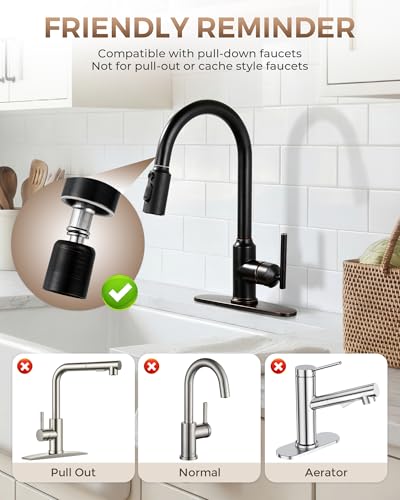 Pull Down Faucet Sprayer Head Replacement, Oil Rubbed Bronze 3 Function Pull Out Spray Head Nozzle with 9 Adapters for Kitchen Sink Faucet, American Standard for Moen Kohler Delta G1/2 Male Conn - color: Oil Rubbed Bronze