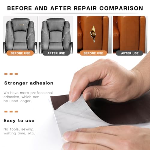 Leather Repair Patch, Self Adhesive Leather Repair Tape Kit Black - color: Black, size: Fine Grain 3 x 60 In