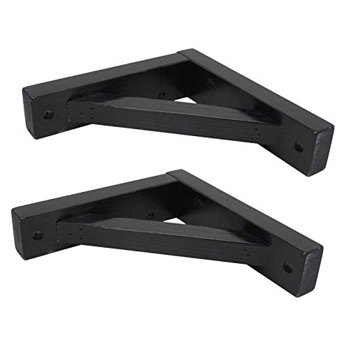 OVOV 2 Pack Wall Mount Wooden Shelf Brackets Triangle 7 Inch Black - color: Black, size: 7 Inch