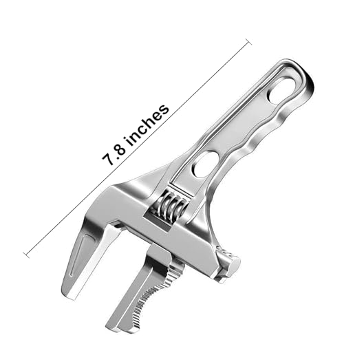 Arc Short Handle Large Opening Bath Wrench, Detachable Plumbing Pipe Adjustable Spanner, Multi-Function Socket and Pipe Wrench Tool, Silver - color: Silver