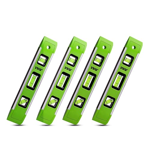 9 Inch Torpedo Level, Magnetic Bubble Level with 45°/90°/180° Bubble Vials, Shock Resistant Leveler Tool for Measuring (4) - style: 4PCS