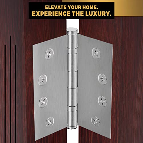Solid Brass Door Hinge Heavy Duty Ball Bearing Matte Silver 4x4 Inch - Set of 2 Hinges (Satin Nickel) - color: Satin Nickel