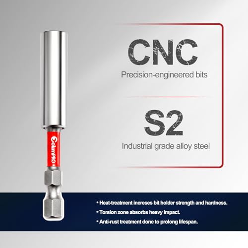 6PCS Magnetic Impact Bit Holder,1/4" Hex Shank S2 Steel Magnetic Drill Bit Extension Holder,Straight Without Bending Screwdriver Bit Extender, 2.6", 4", 6" Extensions