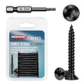 35-Piece #10 x 1-1/2" Flat Head Hex Socket Self Tapping Screws - Black Zinc Plated Steel, Countersunk Wood Screws with Drive Bit, for Woodworking & Furniture Repair - size: #10 x 1-1/2"