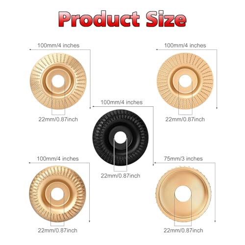 5PCS Angle Grinder Wood Carving Disc Set for 4-1/2 Inch Grinders - color: 5 PCS Grinding Disc
