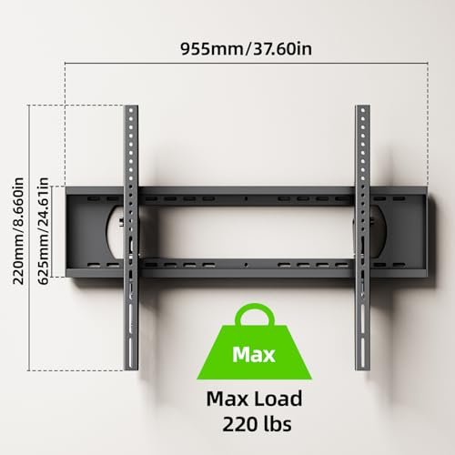 USX MOUNT Heavy Duty Tilting TV Wall Mount for 60-120" up to 220lb, Low Profile TV Mount Ultra Slim Wall Bracket fit 16-32" Studs, Max VESA 900x600 for 65 75 85 86 90 98 100 110inch Large Television - size: 50-120 inch