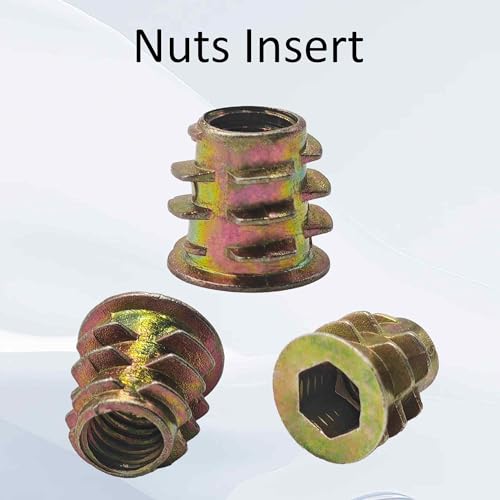 50PCS M6*10mm Threaded Insert Nuts Zinc Alloy Hex Socket Drive Furniture Screw-in Bolt Fastener Connector for Wood Furniture Assortment with Hex Spanner - size: M6x10mm