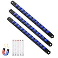 Reniteco Magnetic Socket Organizer, 3-Piece 1/2-Inch Drive ABS Sockets Rail, Heavy Duty Sockets Holder, Socket Rack Kit 1/2-Inch x 42 Clips - color: Blue, size: 3 Pcs 1/2" DR