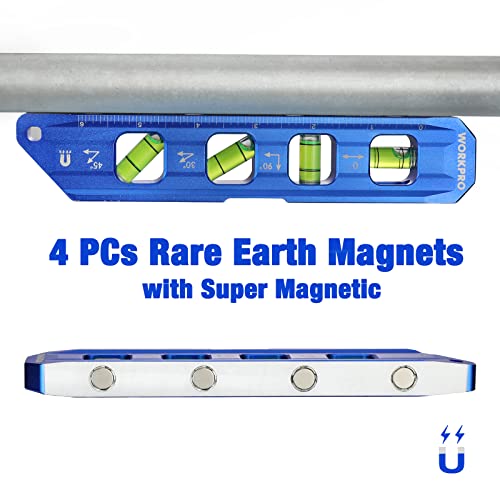 WORKPRO 8 Inch Magnetic Torpedo Level Conduit Bubble Level (Pack of 2) - size: 8inches (Pack of 2)