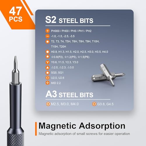 JOREST 50 in 1 Precision Screwdriver Set with Security Torx, Magnetic Mini Repair kit for Macbook, Laptop, PS4, PS5, iphone, Nintendo Switch, Glasses, Watch, Toy, Stocking Stuffers Gifts for Men - size: 50 in 1