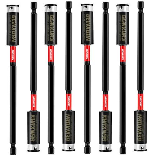 Geinxurn 6Inches Impact Magnetic Screwdriver Bit Holders, 8PACK Extension Socket Drill Bit Holder S2 Alloy Steel Hex Shank Quick-Change Drill Bit Guide - style: 6INCHES -Bit Holder-8PCS