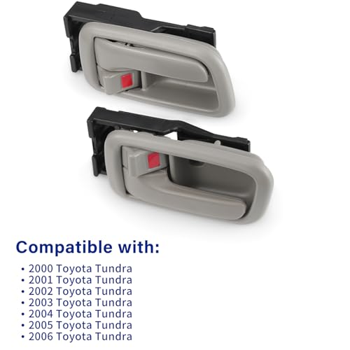 Pair of Interior Door Handles W/Bezel (Light Gray) for Toyota Tundra (Standard/Regular/Extended Cabs ONLY) 2000 2001 2002 2003 2004 2005 2006,Front Left Driver & Right Passenger Side - size: Front Left & Right